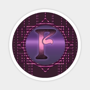 Purple Letter F Vintage Burlesque Retro Artdeco Monogram Magnet